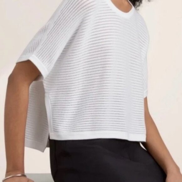 Aritzia Babaton "Donald" black hi low boxy oversized crop sweater top. Size L - Picture 6 of 11